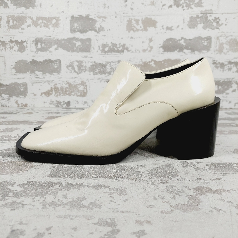 Jil Sander High-Heel Square-Toe Leather Block Heel Ankle Boots E980